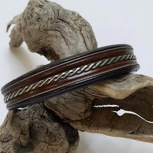 Jerry Tucker Sterling Silver and Leather Cuff Bracelet